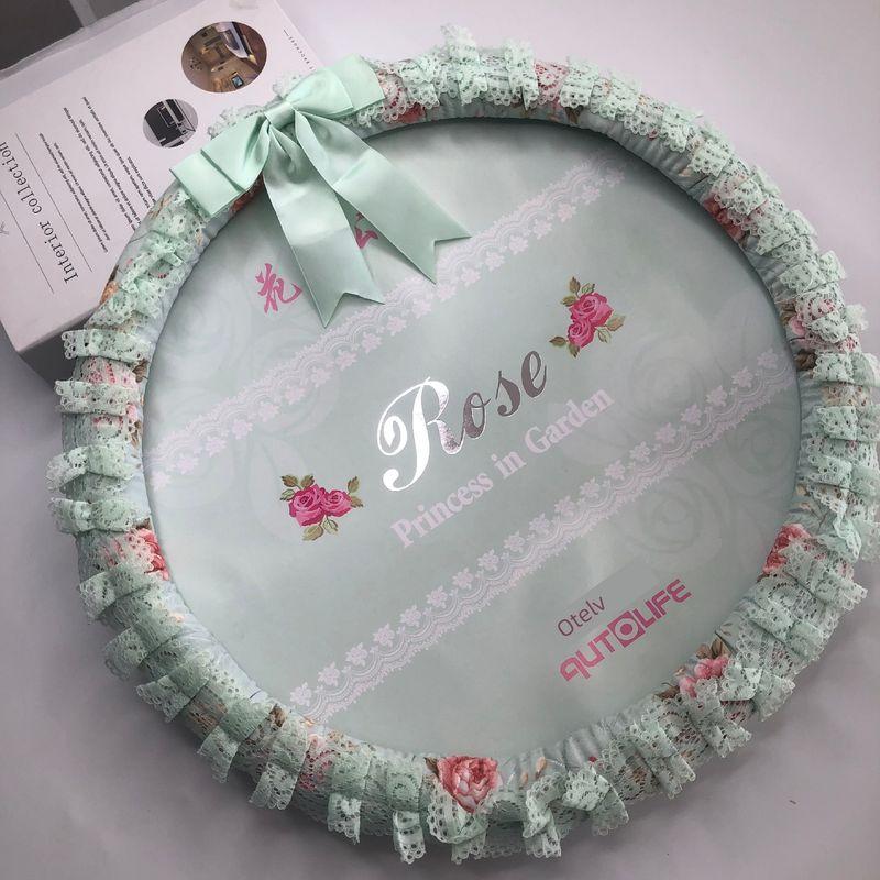 Export Car Personalized Lace Trim Women's All-Season Non-Slip Warm Sweat-Absorbent Car Steering Wheel Cover
