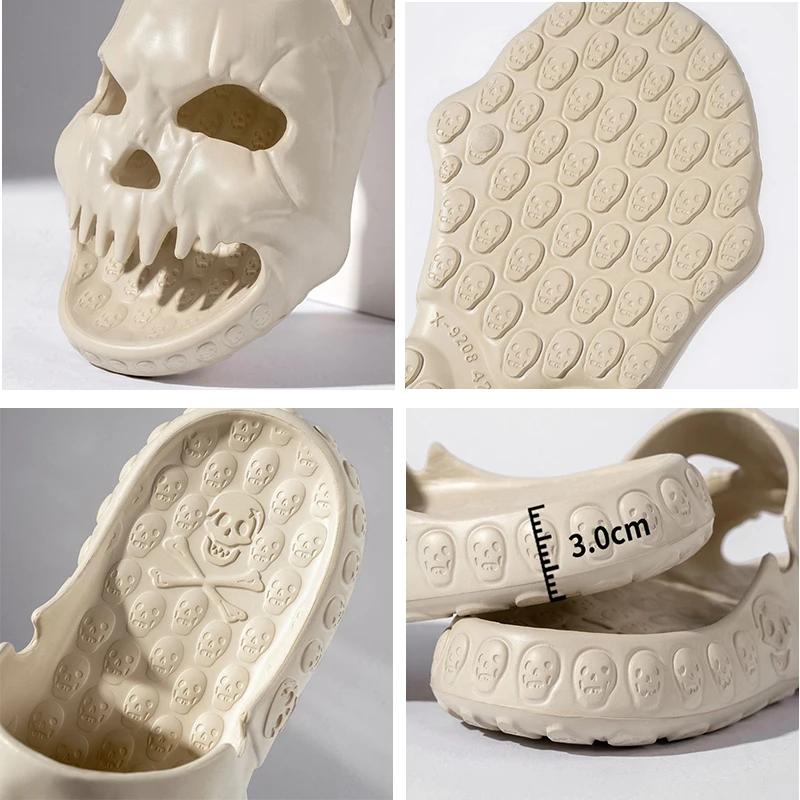 Fashion New Personalized Skull Design Slippers for Men 2025 Summer Fun Novelty Slides Thick Sole Platform Beach Non-slip Women Sandals