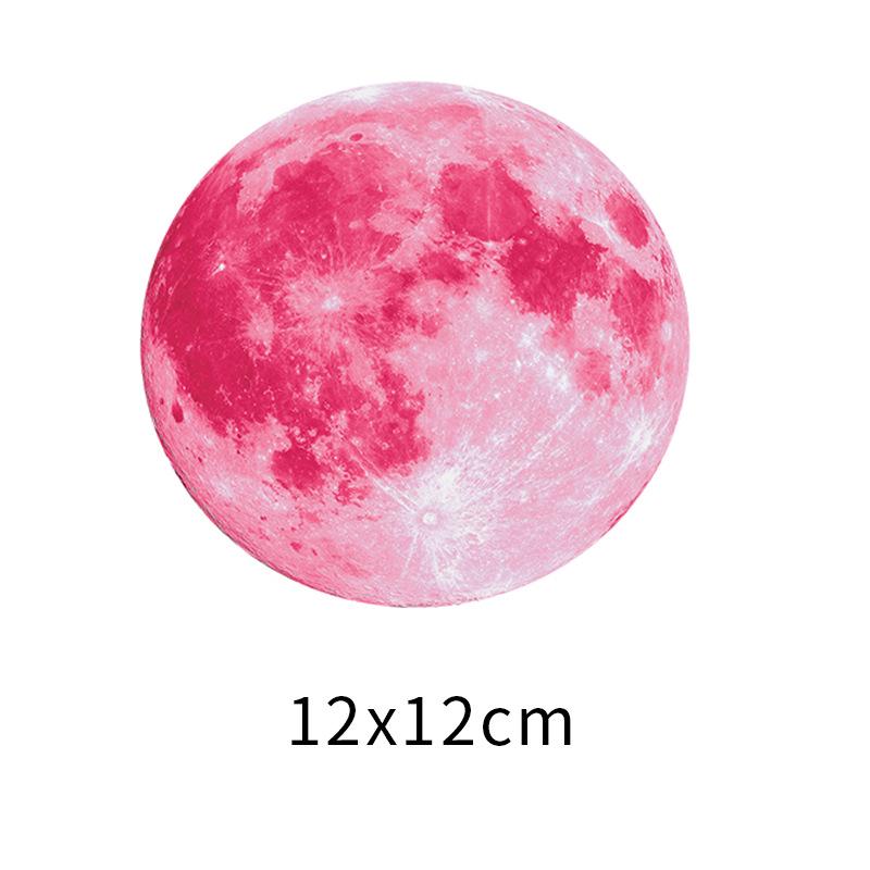 30cm Luminous Moon Wall Sticker - Children's Room Decor in Green, Blue, or Pink Light