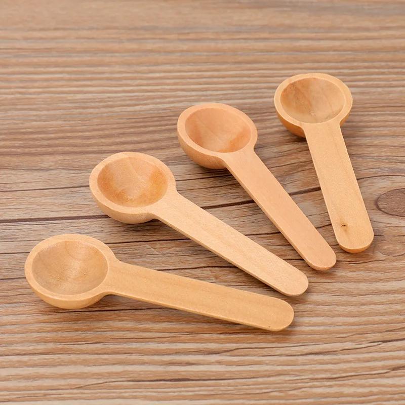 10Pcs Mini Wooden Spoons Kitchen Seasoning Honey Coffee Kitchen Cooking Coffee Bean Salt Spice Jars Wooden Measuring Spoons