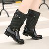 European Water Shoes Plus Cotton Women's Plaid Fashion Hunter Rain Boots Hemming Accessories Thermal Medium Tube Rain Shoes