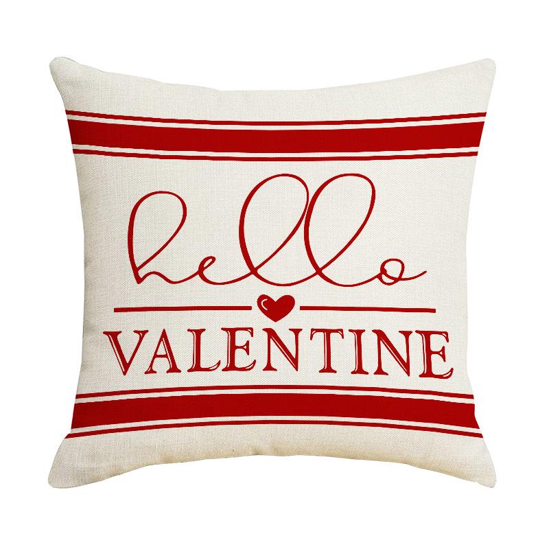 Valentine's Day Pillowcase Linen Love Printed Home Cushion Cover Living Room Sofa Pillowcase