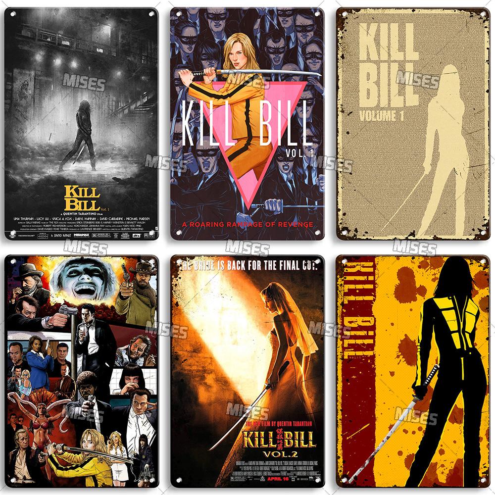 MISES Kill Bill:Sv.1 Klasický filmový bar Kovová cedule Vintage plakát Rezavý kovový talíř Průmyslový dekor Domov Kavárna Klub Kovová plaketa