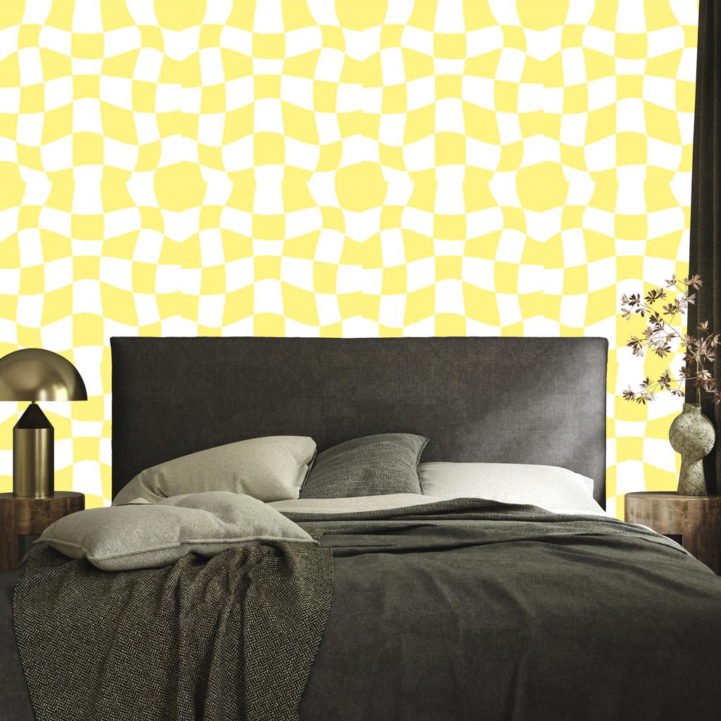 Casual Checkerboard Cream Wallpaper for Living Room and Bedroom 50x1000
