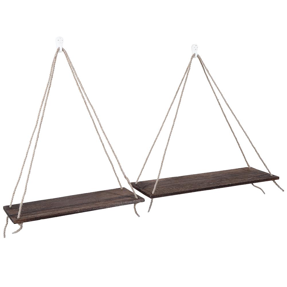 2 Stück Holz Wandregal Hängeseil Hängend Pflanzen Blumentopf Regale HeimdekorationenAntik