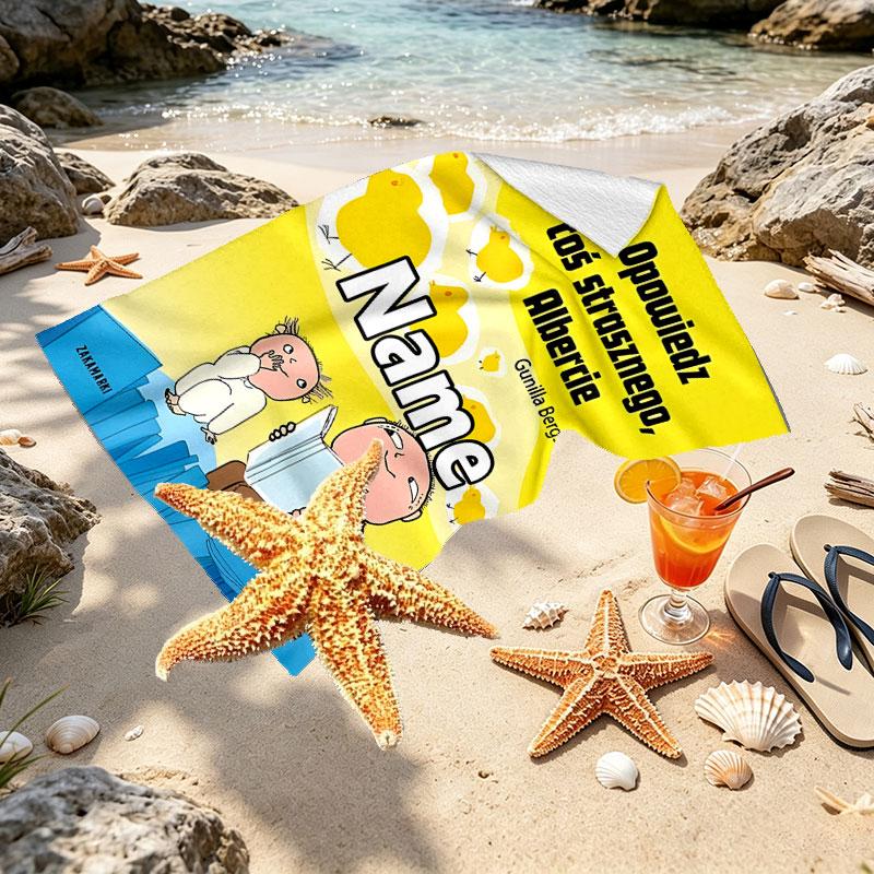 Custom Name Personalized Alfons Aberg Print Beach Towel, for Trip Camping Beach Party Home Decor, Birthday Gift for Family & Friends