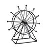 Sky Wheel Ornament with LED Light Rotatable Iron Wire Ferris Wheel Model Metal Figurine Home Office Desktop Decoration
