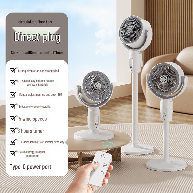 F1 USB Smart Oscillating Floor Fan with Remote - Three-in-One Desktop and Floor Use