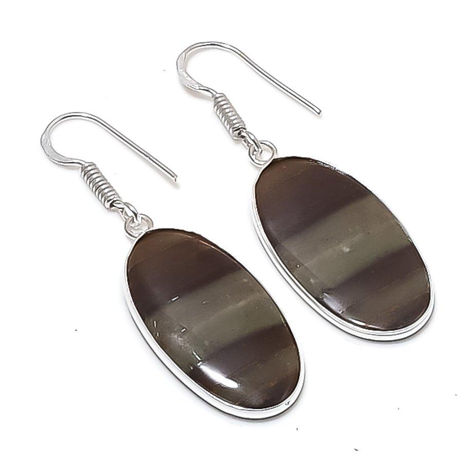 

Natural Picasso Jasper Gemstone 925 Sterling Silver Jewelry Earring 1.85 AEE-10793