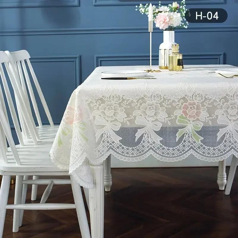 130x180cm Rectangular PVC Waterproof Tablecloth Soft European Lace Plastic Dustproof Table Cover Hot Stamping 3D Patterned Mat