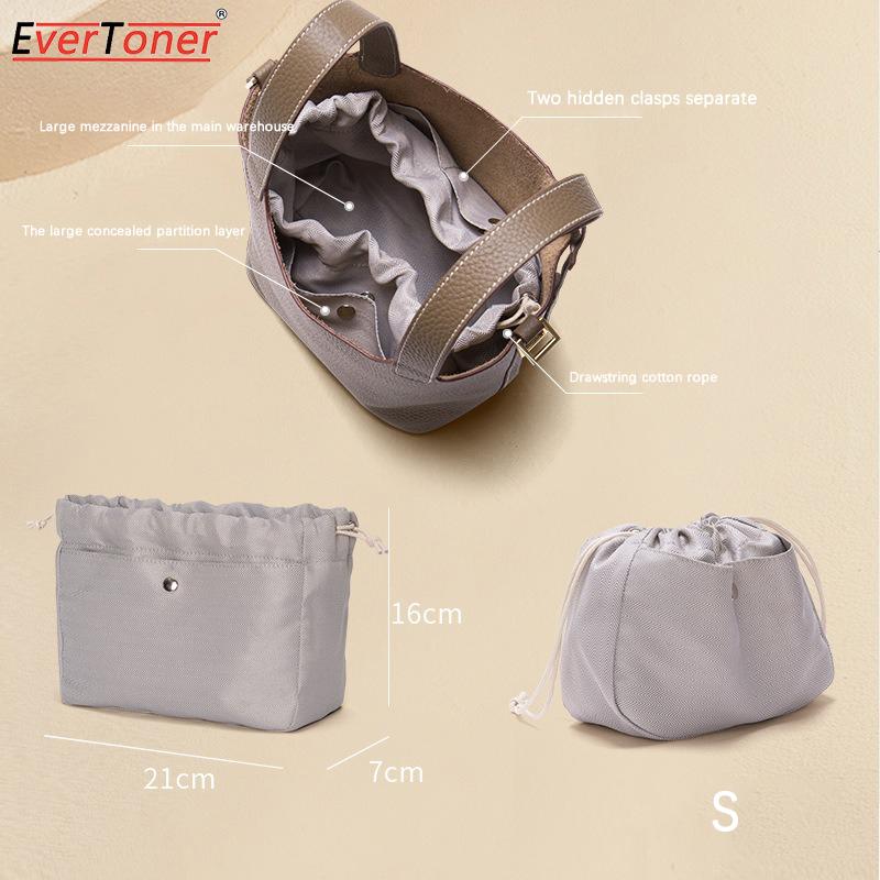 EverToner Large Capacity Solid Color Nylon Basket Bag Commute Handheld Bucket Bag Equip Drawstring Liner Insert Bucket Bag