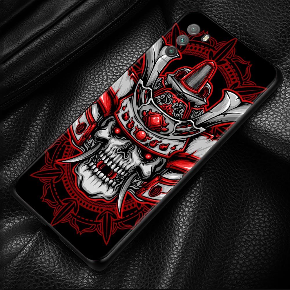 Samurai Oni Mask Case For Xiaomi Poco X3 NFC M3 M4 Pro 4G 5G F3 GT for Mi Civi 11T 10T 10 Pro 5G 11 Note 10 Lite 5G Shell