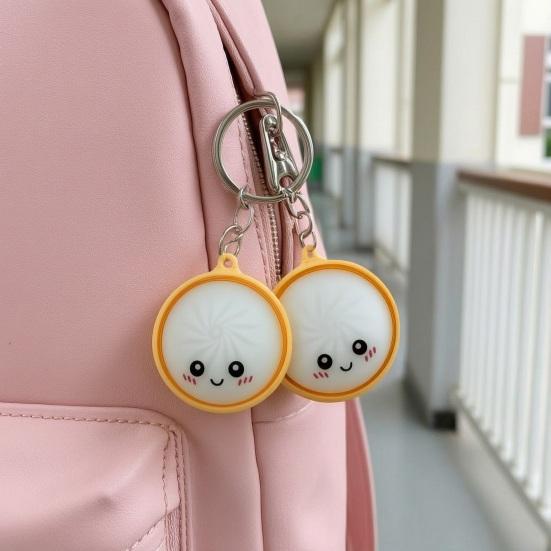 Stress Relief Keychain, with Steamed Bun Pendant, Fidget Clicker with Tactile Feedback Design, Anxiety Relief Toy for Office And Study