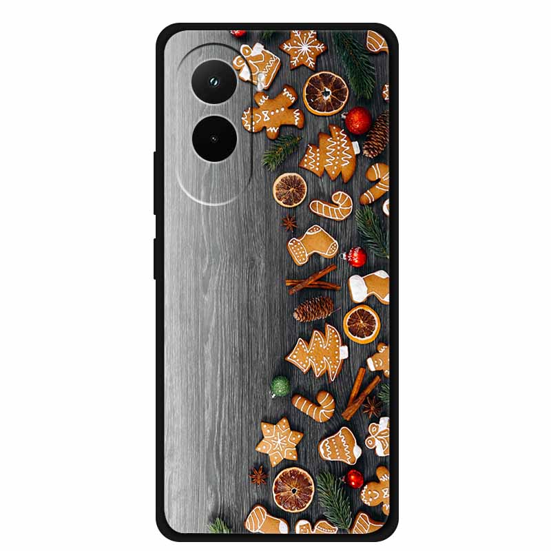Christmas Phone Case For Poco M7 4G Case Christmas Tree Black Silicone Bumper For Xiaomi Poco M7 4G Cover PocoM7 Cartoon Coque