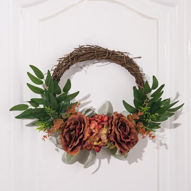 Artificial Flower Wreath for Front Door Farmhouses Garden Wedding Indoor and Outdoor Decorations, Spring Wreath