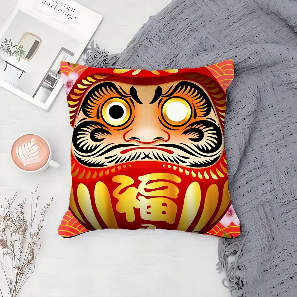 Cute Cartoon D-Daruma Doll-MT Role Pillow Case Printing Pillowcase Living Room Sofa Cushion Cover Bedroom Room Decor