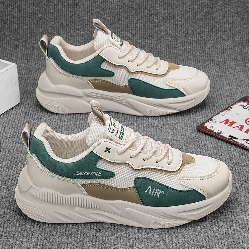 

Новые модные мужские туфли Four Seasons Low Top, удобные дышащие повседневные кроссовки 44 зелёный/бежевый