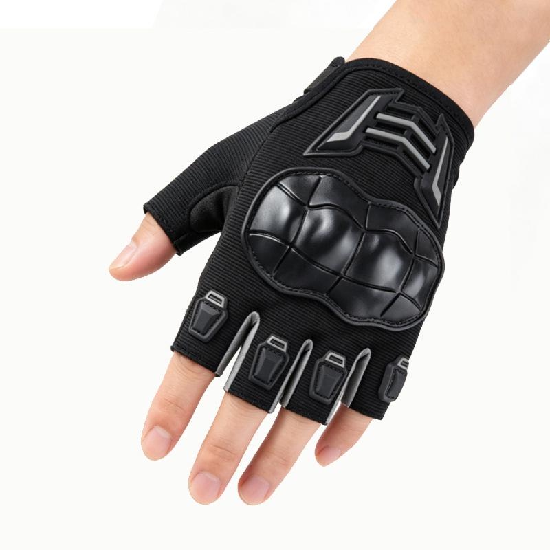 Knight Off-road Men s Half-finger Tactical Non-slip Motorcycle and Bicycle Riding Gloves One Size чёрный