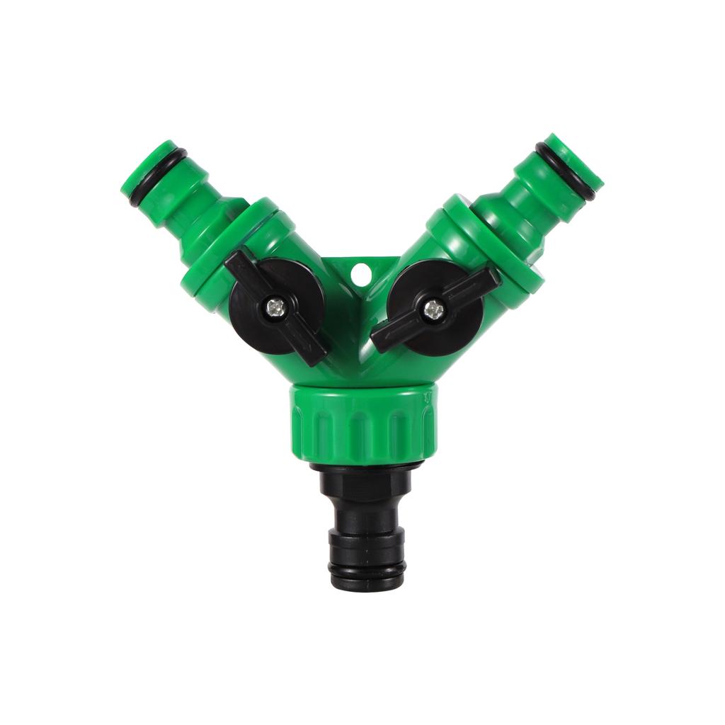 Garden Hose Quick Connectors Y-shaped Water Splitters 1/2" 3/4" Female Thread 2-Way Watering Valves Adjustable Switch Joint Kits