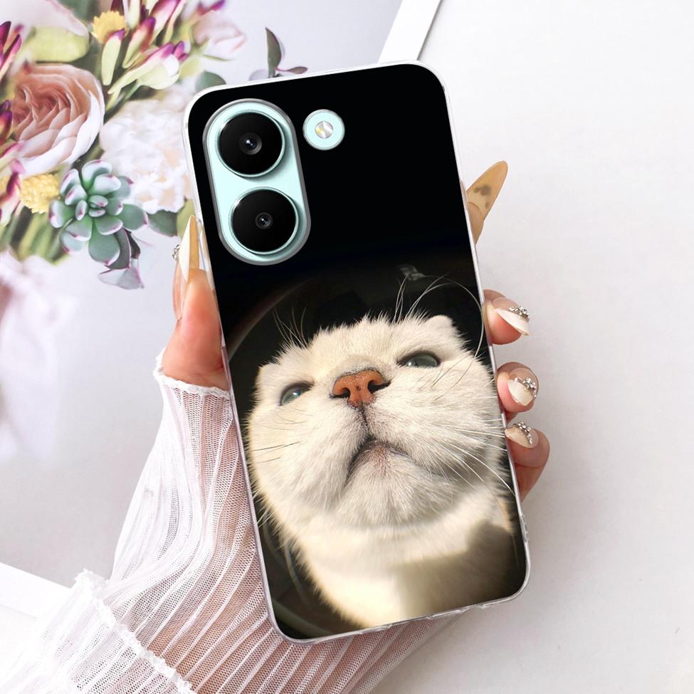 6.59'' Case For Xiaomi Poco X8 Pro 5G Cover Transparent Fashion Flowers Cute Cat Cool Painted Soft Casing 2511FPC34G