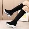 2025 Women's Over-the-Knee Wedge Heel Boots: Fleece-Lined, Platform, Stretch, Slimming High Boots for Winter