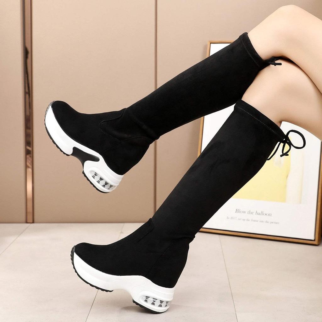 2025 Women's Over-the-Knee Wedge Heel Boots: Fleece-Lined, Platform, Stretch, Slimming High Boots for Winter