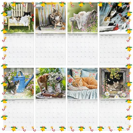 Kočky na venkově 2026 Kalendář 12 měsíců Leden až Prosinec Měsíční Týdenní Plánovač