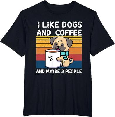 Cani Divertenti_ Mi Piacciono i Cani e il Caffè e Forse 3 Persone T-Shirt