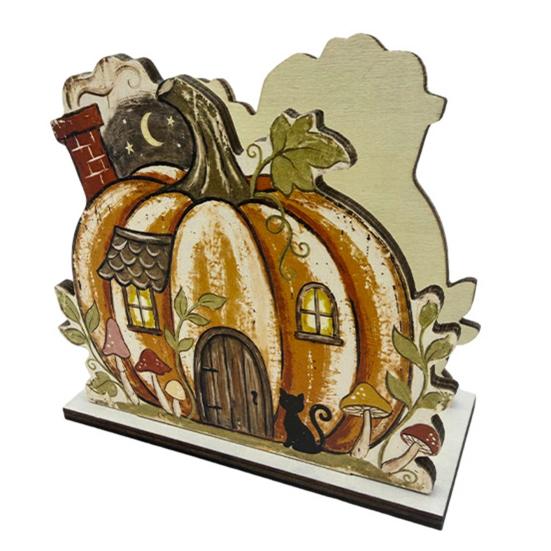 Teak Wood Napkin Stand Halloween Wooden Holder for Table Decor, Decorative Organizer Dispenser, Rustic Tabletop Cartoon Freestanding Paper Towel