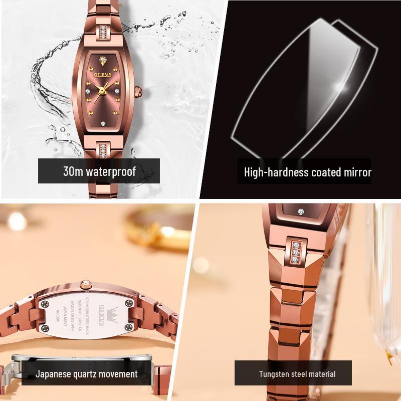 Tungsten Steel Waterproof Women's Watch with Imported Movement - Olis Cross-Border Style