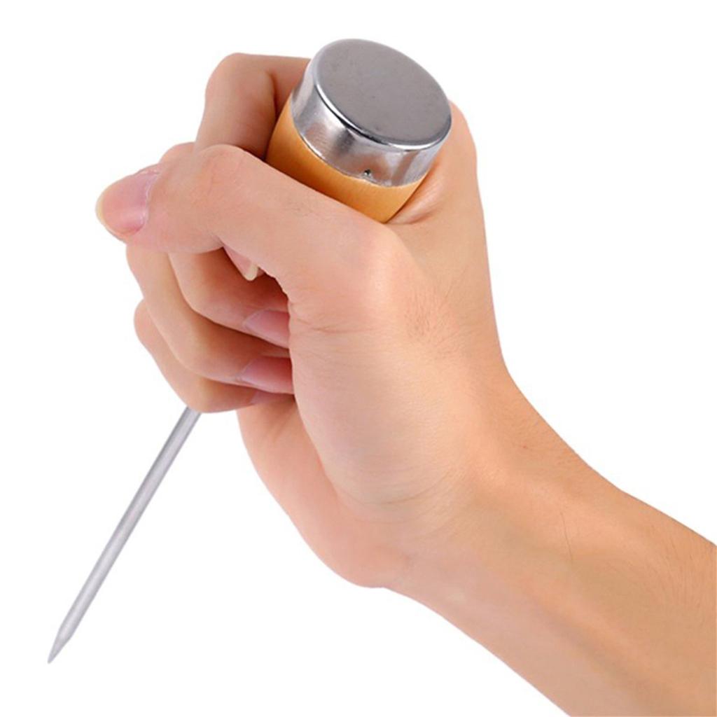 Stainless Steel Ice Pick Punch Crusher Icing Breaker Wooden Handle Kitchen Tool