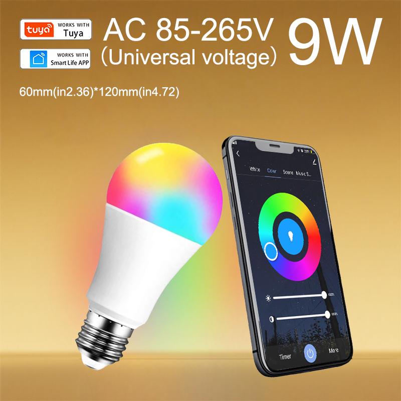 

Tuya Wifi BLE Умная светодиодная лампа Alexa Светодиодная лампа E27 RGB 85-265V Умные лампы для Google Ассистента Smart Life
