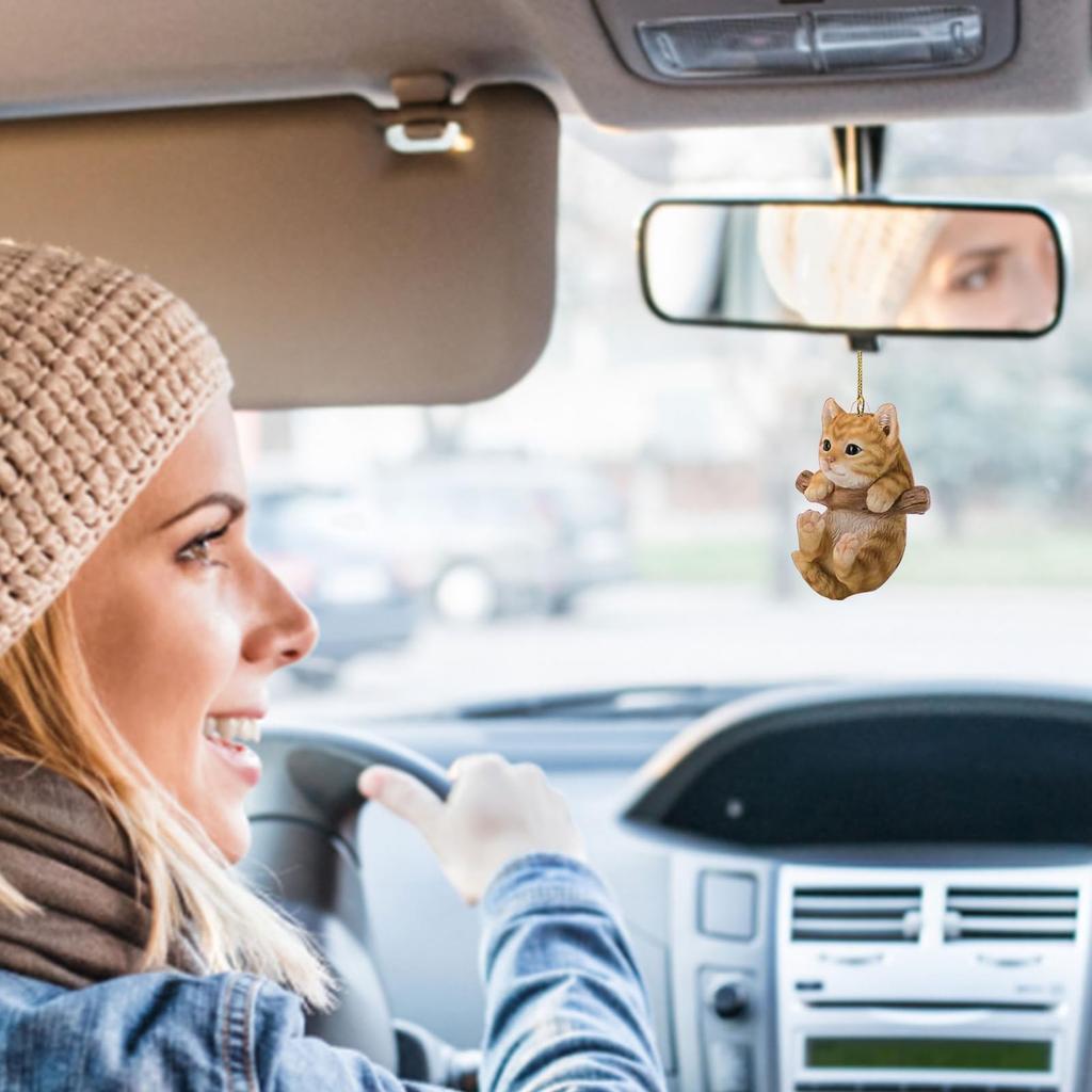 Car Rearview Mirror Decoration - Cute Cat Shaped Acrylic Car Rearview Mirror Decoration Cute