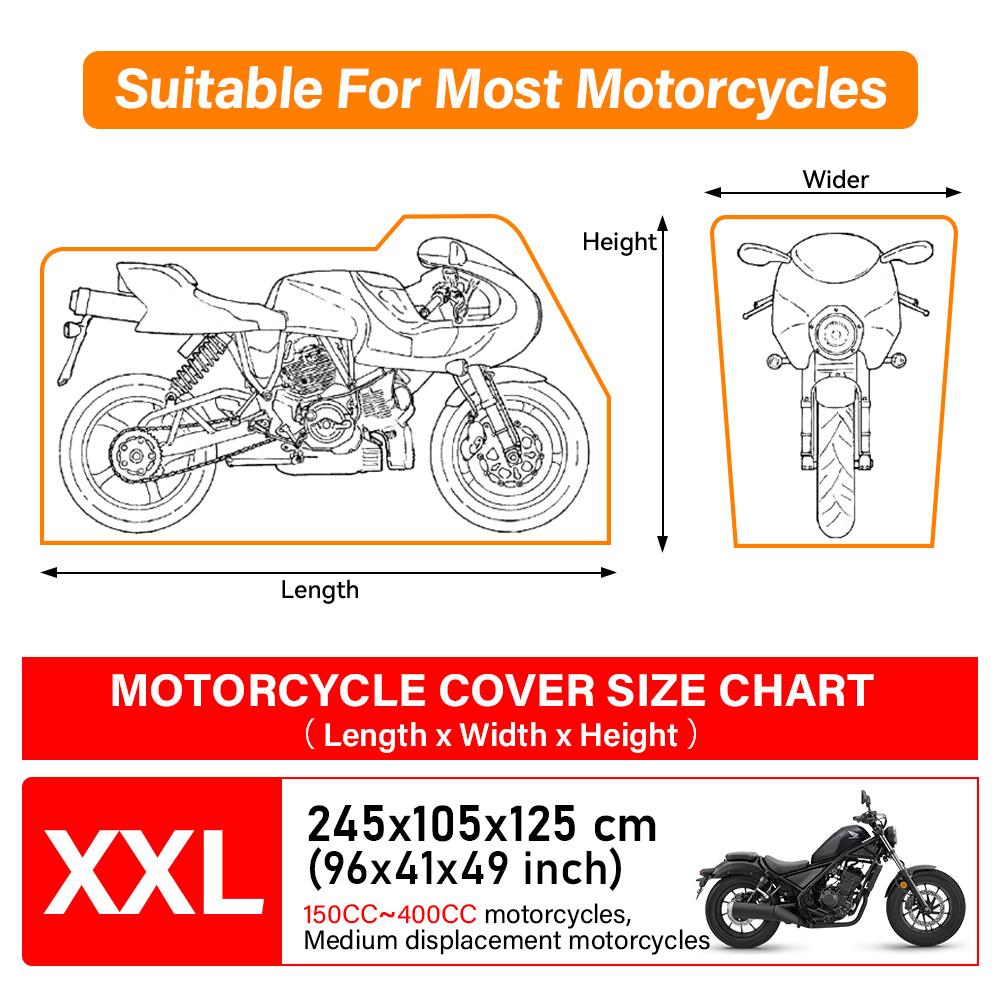 New Motorcycle Cover Large Waterproof Outdoor Indoor UV Rain Scooter Protective Cover 210D with Reflective Strip for Yamaha Tram