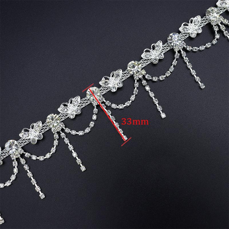 10Yards Rhinestone Trim Tassel Chain Flower Shape Diamond Crystal Clothing Party DIY Wedding Rhinestone Ribbon Gift Decoration