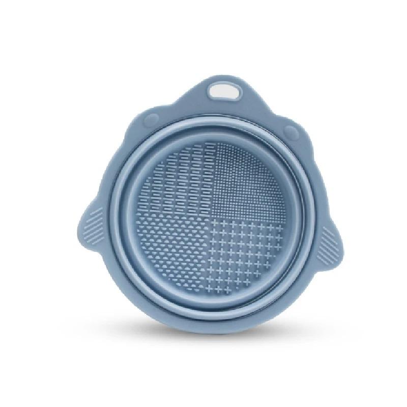 3-in-1 Silicone Cleansing Station - Foldable Makeup Brush & Powder Puff Washer with Massage Nodes, Portable Travel Beauty Tool