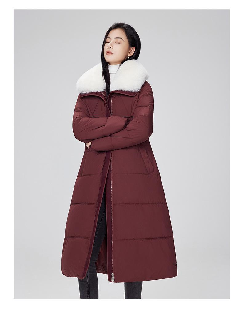 Women’s Long Fur Lapel Windproof Thicken Warm Winter Jacket
