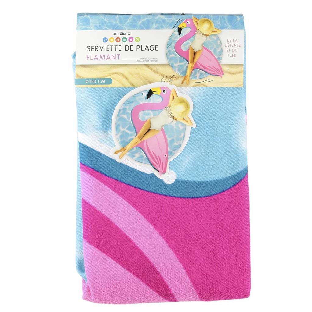 Les Trésors De Lily [Q0525] - Designer Beach Towel 'Flamingo' Pink Blue - 150 Cm