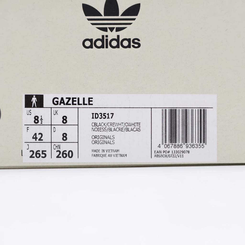 ID3517 FOOT INDUSTRY adidas Originals Gazelle Core Black Cream White (Men's)
