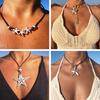 Starfish Pendant Necklace Beach Choker Jewelry Bohemian Wax Rope Chain Necklace