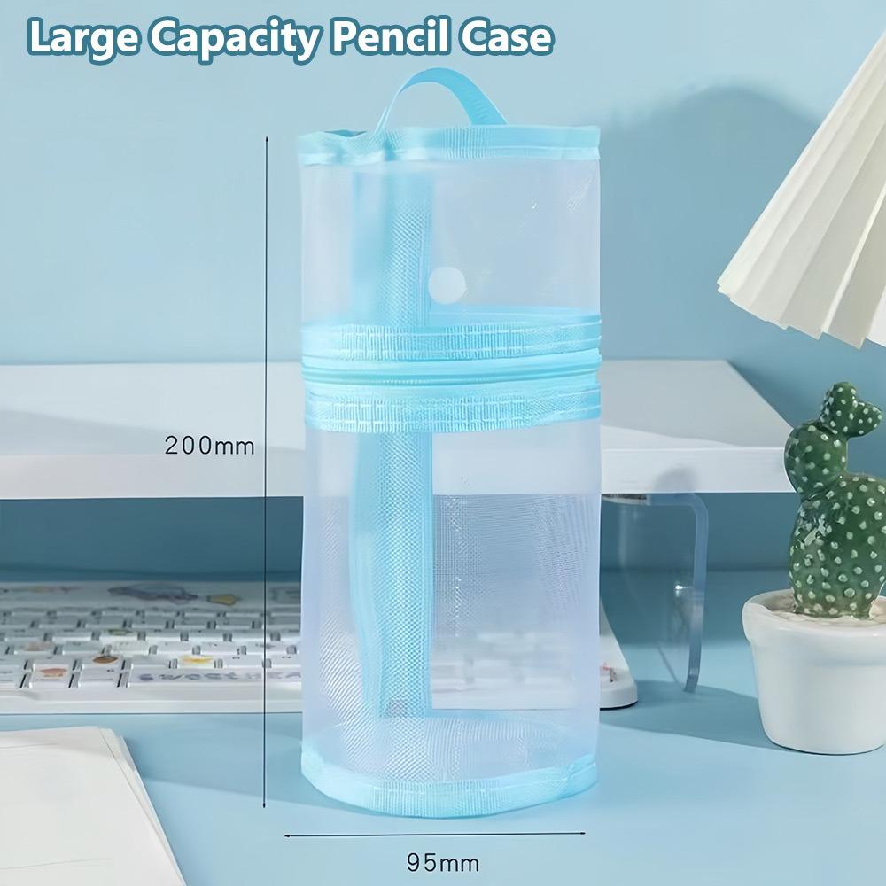 

Сетчатый пенал, сумка для канцелярских принадлежностей двойного назначения, простой держатель для ручек, сумка для ручек для студентов синий