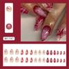24 Pieces Press on Nail Set with French Almond Designs and 3D Floral Details False Nail for Nail Art Enthusiasts