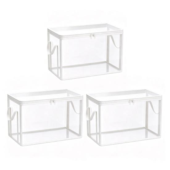 Przezroczysta torba do przechowywania ubrań, z pokrywkami i uchwytami, Stackable Foldable Storage Bins, Odporny na rozdarcia, pyłoszczelny pojemnik na ubrania