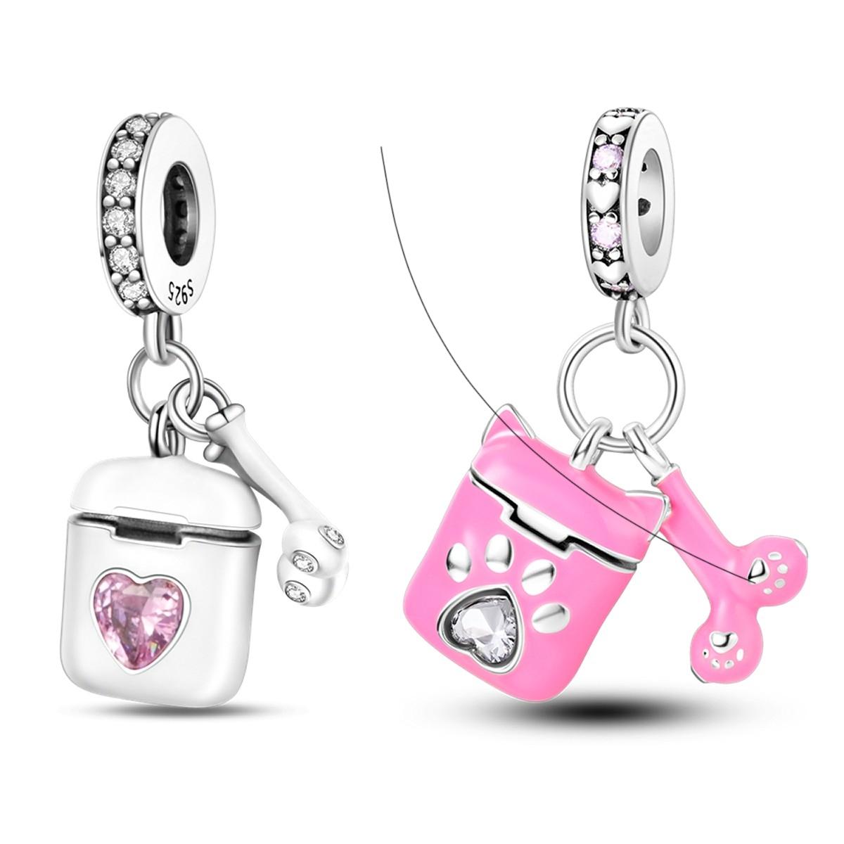 Annier Enamel Earphone Shape Charms Beads Copper Earphones Box Dangle Fit Original Pandora Bracelet Necklace Diy Jewelry Marking