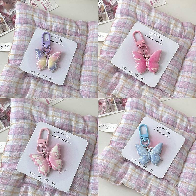 Cute Letter Butterfly Keychain Pendant For Women Girls  Exquisite Tassel Keychain Creative Bag Decoration Accessories