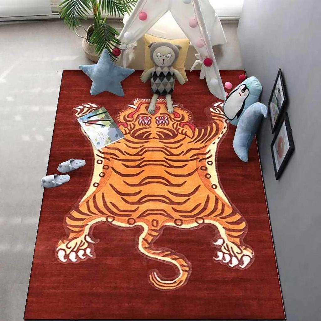Cartoon Cute Tiger Carpet Living Room Bedroom Retro Stylish Cushion Home Decor Children's Room Non-Slip Abstract Carpet