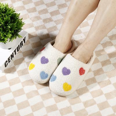 New Home Colorful Small Love Warm Winter Cotton Slippers Couple Men and Women Thick-soled Soft-soled Shoes Thick Non-slip Cute