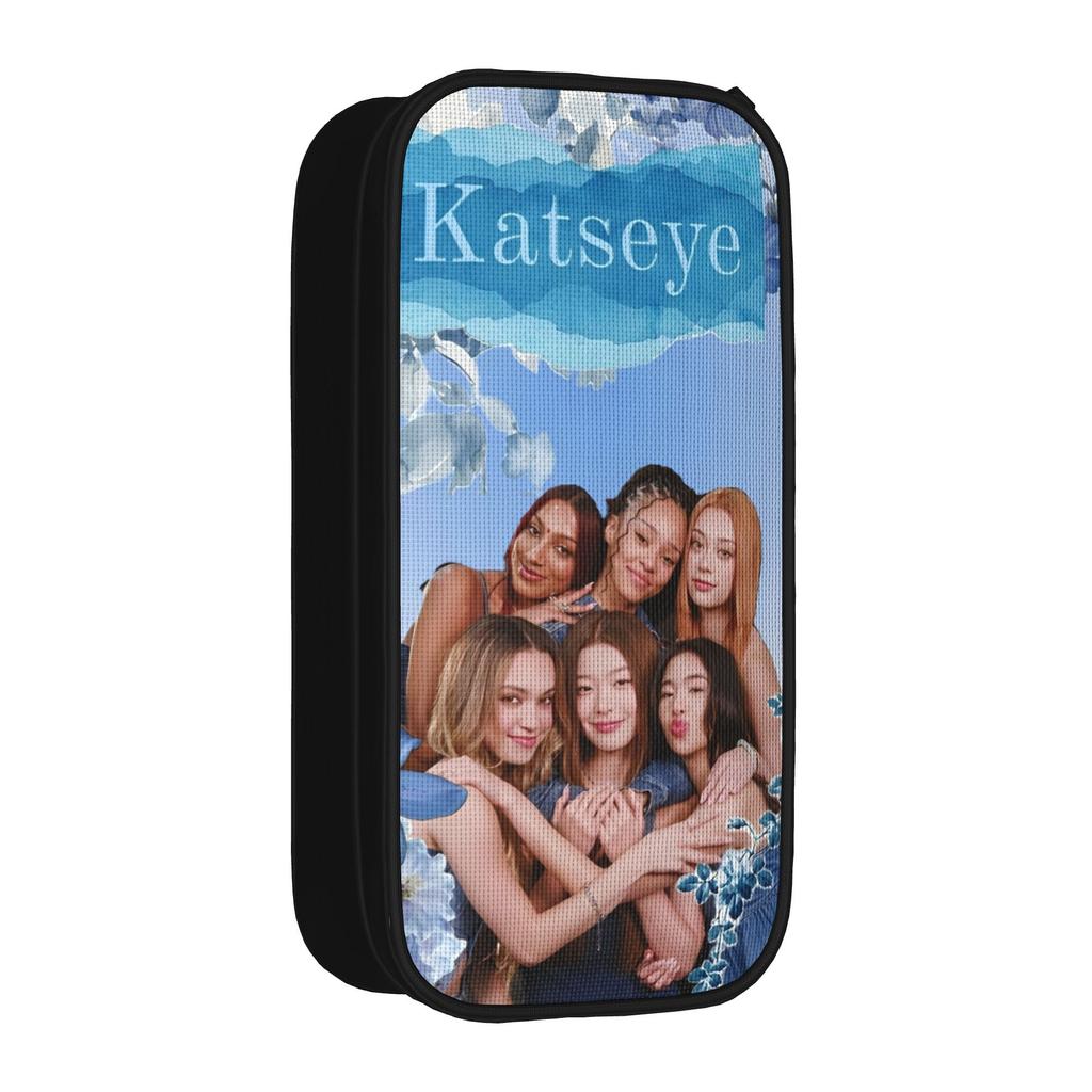 Katseye Kpop Pencil Cases Classic Pen Box Bags Student Large Storage School Supplies Cosmetic Pencilcases