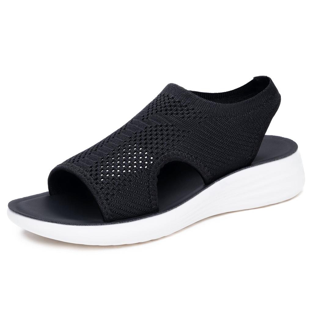 Women'S Shoes Summer Fashion Casual Beach Shoes Women'S Sleeve Flying Sandals Flat Bottom Hollow-Toed Roman Shoes