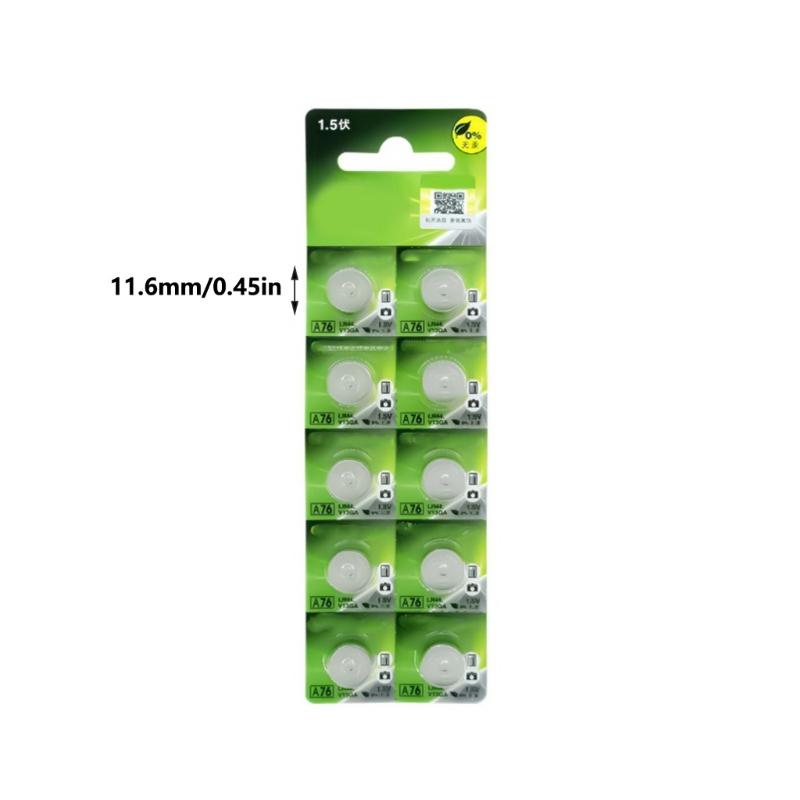 10PCS AG13 Button Cell LR44 A76 357 357A LR1154 SR1154 SR44 GP76 Button Battery For Watch Car Key Remote Control